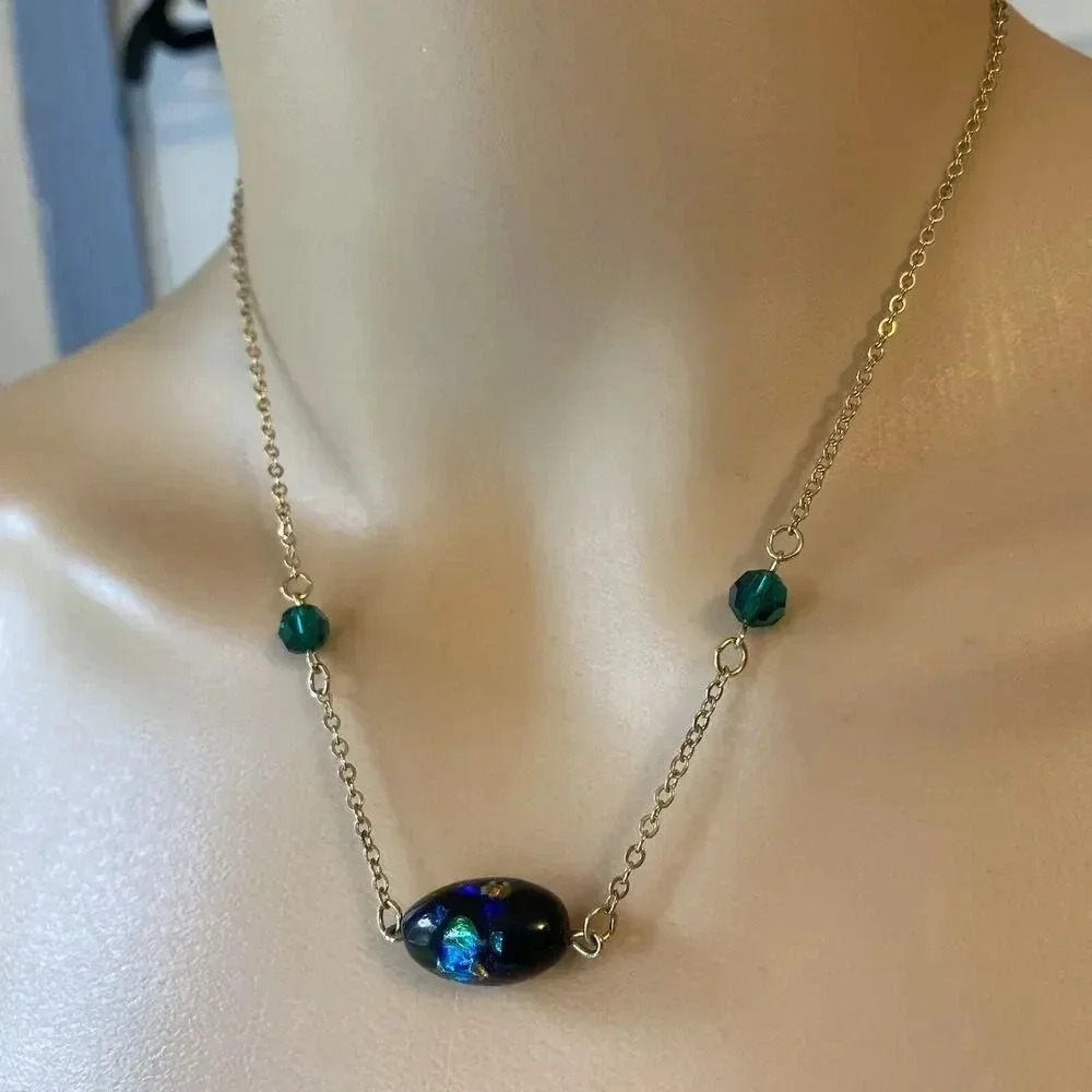 VTG Sarah Coventry Gold Tone Faux Jade Necklace Chocker 16” Party Wedding Formal - Picture 5 of 8
